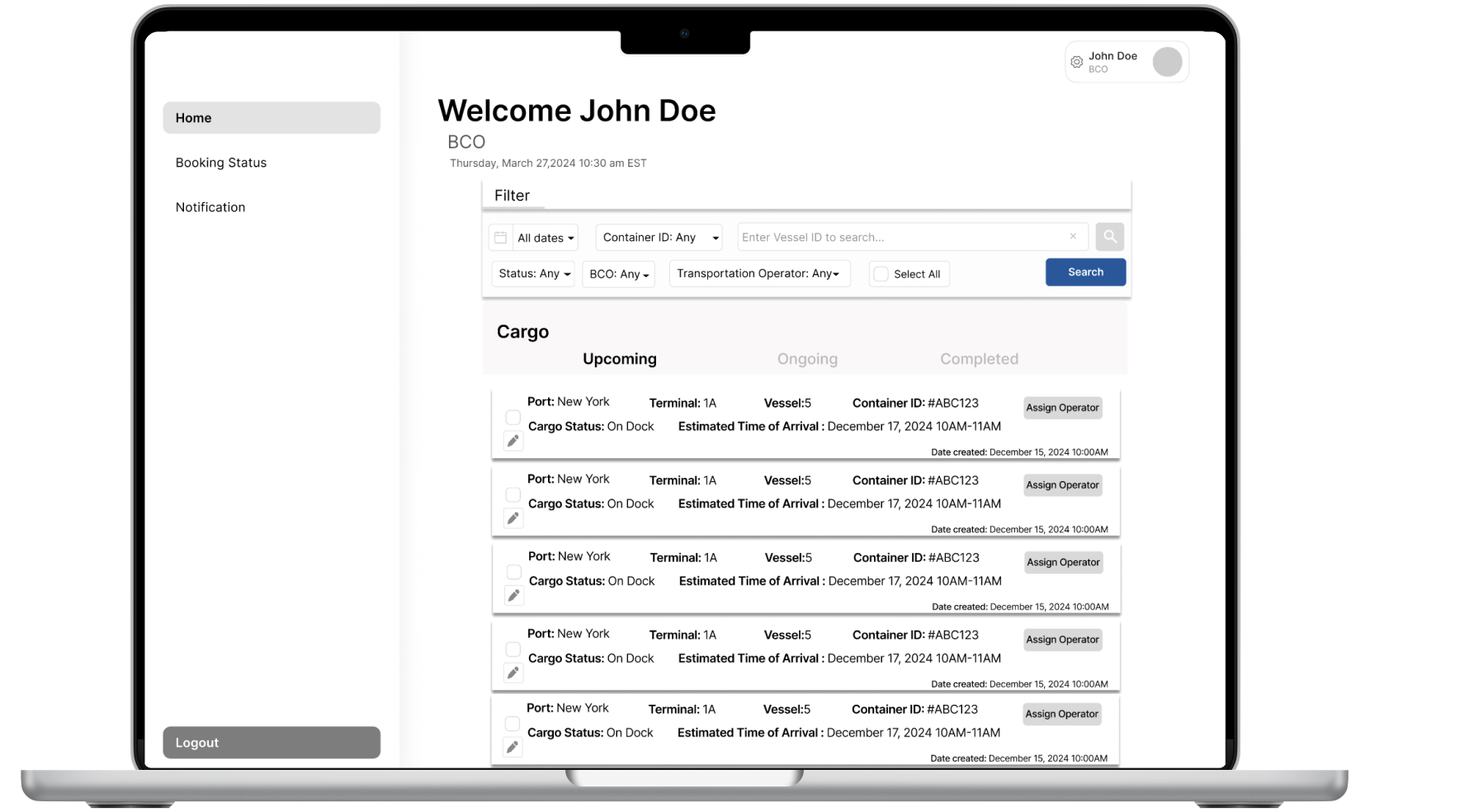 BCO dashboard