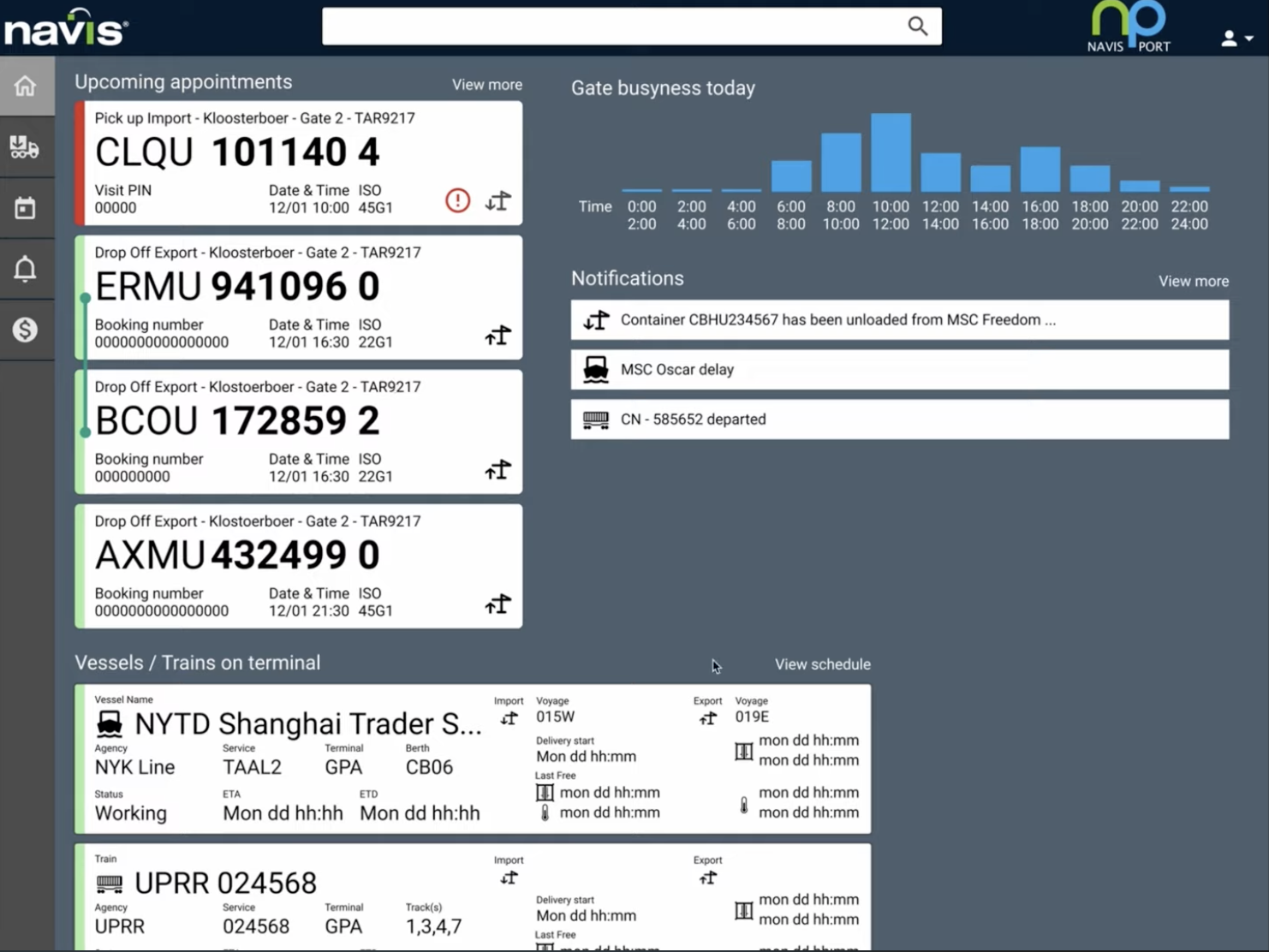 Legacy PCIS interface: dense spreadsheet-style table with uniform rows showing shipment data, making it difficult to distinguish priority items at a glance